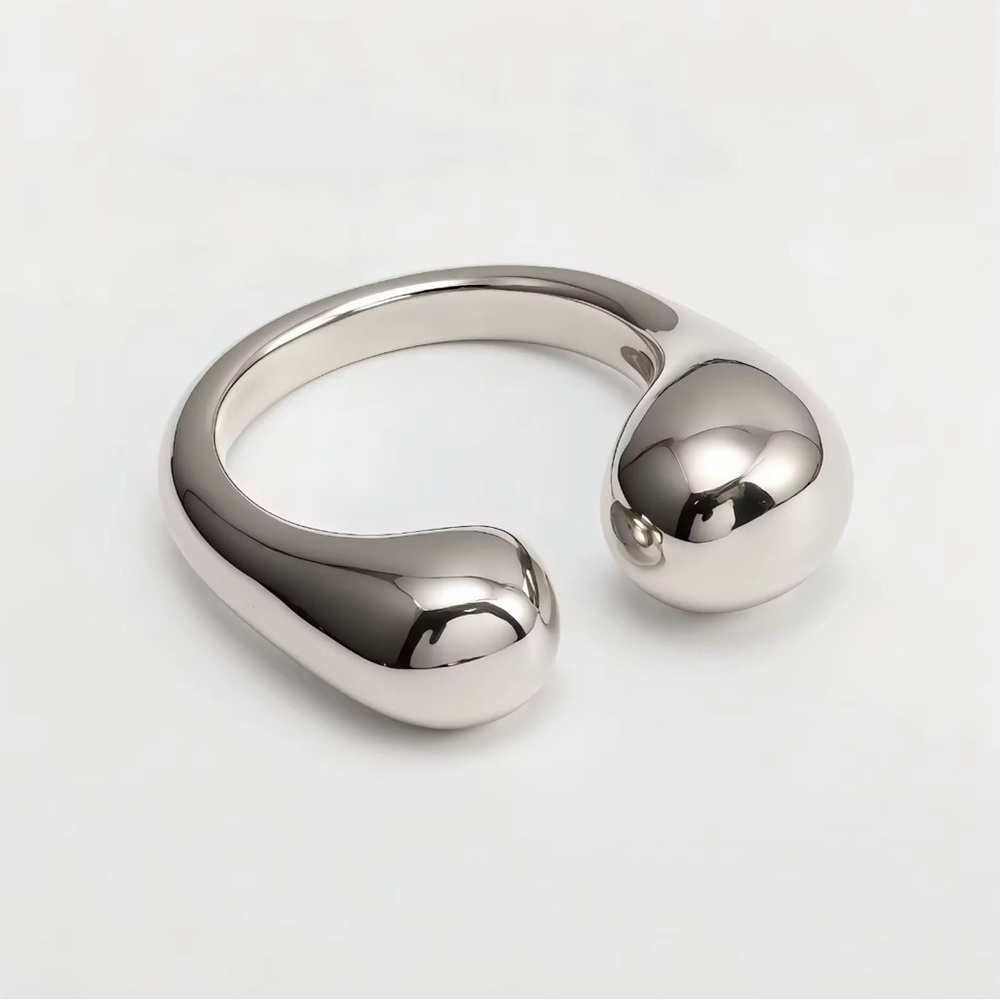 Silver Open Ball Tip Ring 
Stainless Steel